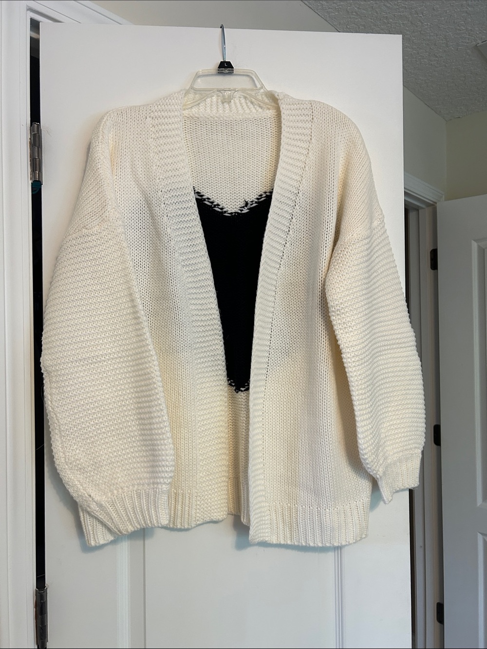 Amazon Cream Open-Front Chunky Knit Cardigan